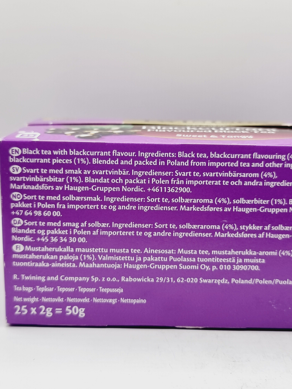 Чай черный Twinings Blackcurrant Tea "Черная смородина" 25 пакетиков, 50 г (из Финляндии)