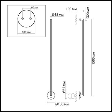 Настенный светильник LED 18W 3000К 7022/18WL чёрный Teo Odeon Light
