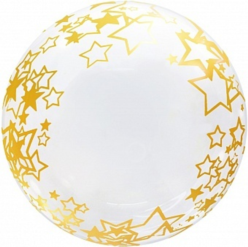 К 18'' Сфера 3D Deco Bubble Золотые звезды