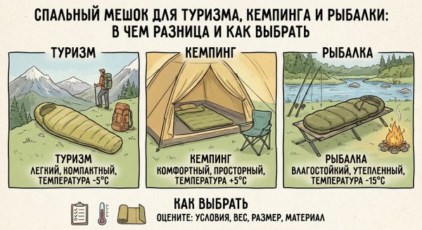 Спальный мешок для туризма, кемпинга и рыбалки: в чем разница