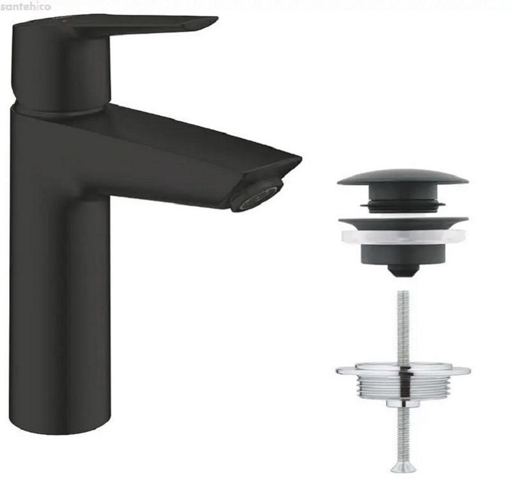 Смеситель однорычажный для раковины GROHE Start 2021 1/2″ размер M, нажимной донный клапан, цвет матовый чёрный (235752432) Смеситель однорычажный для раковины GROHE Start 2021 1/2″ размер M, нажимной донный клапан, цвет матовый чёрный (235752432)