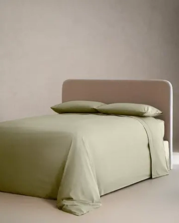 ZARA HOME (300 НИТЕЙ) ПОДОДЕЯЛЬНИК ИЗ ХЛОПКА ПЕРКАЛЬ, ЗЕЛЕНЫЙ