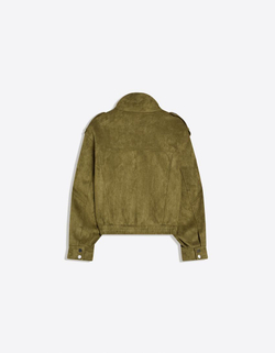 BERSHKA Куртка из искусственной замши, хаки