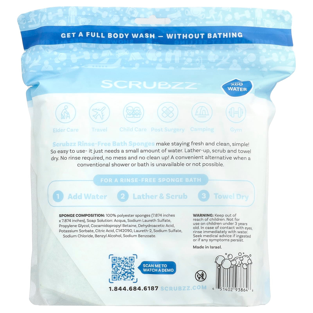 Scrubzz, несмываемые губки для ванны, 50 шт.