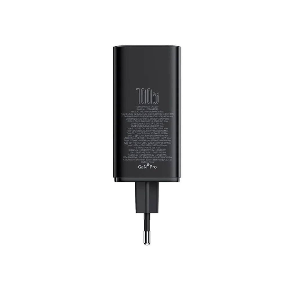 Сетевое зар. устр. Baseus GaN6Pro Fast Charger 2USB/2C 100W кабель T-C на T-C P10162705112-00 черное