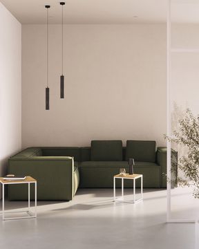 4-местный угловой диван Blok La Forma в зеленом толстом вельвете 290 x 290 см