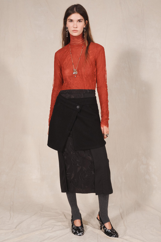 ZARA ПОЛУПРОЗРАЧНЫЙ КРУЖЕВНОЙ ТОП - LIMITED EDITION, КРАСНЫЙ