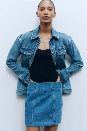 H&M X WARDROBE.NYC Мини-юбка из джинсовой ткани, светло-голубой