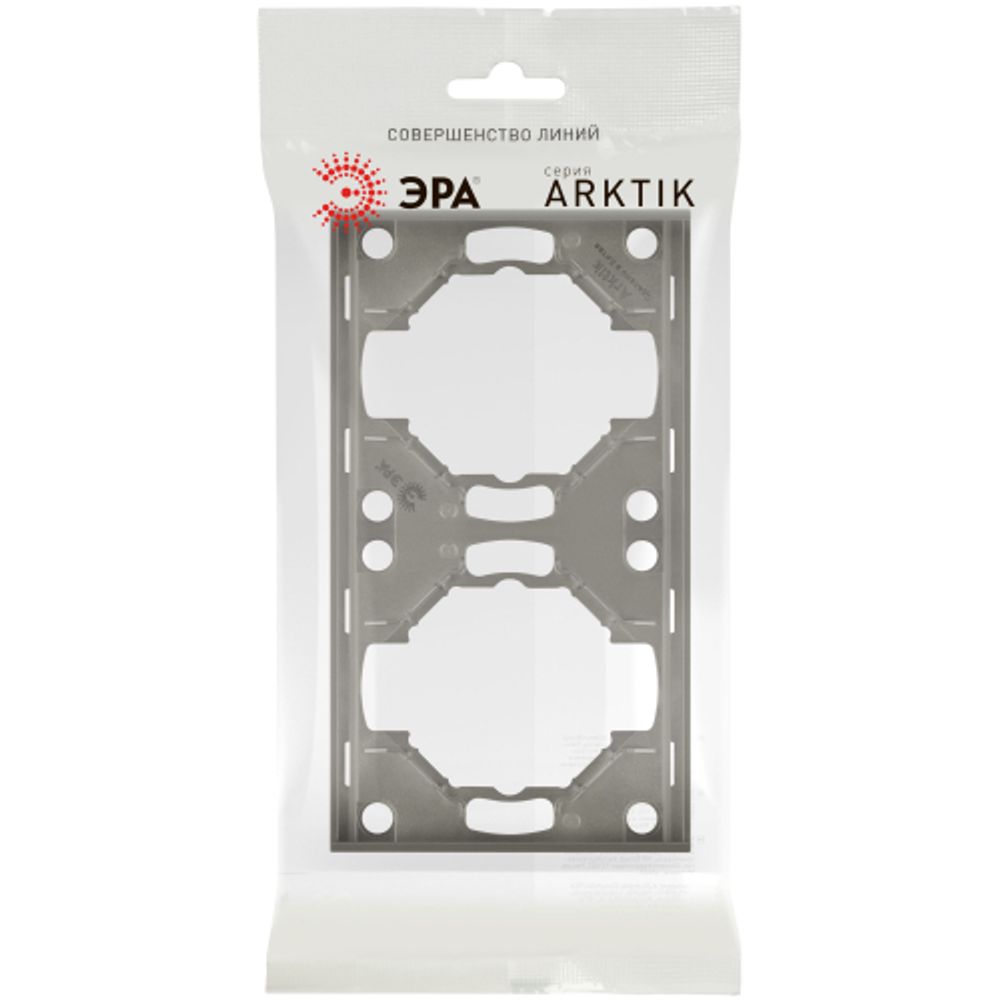 Рамка для розеток и выключателей ЭРА Arktik 16-5002-07 на 2 поста титан | Эра Arktik