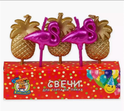 Свечи для торта Фламинго и  Ананасы
