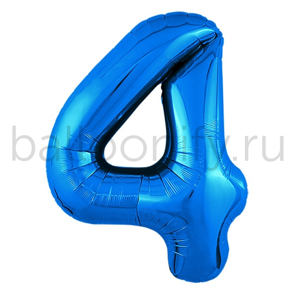 Шар ЦИФРА 4 Металлик Blue 40" 102 см