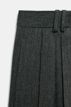 ZARA ШИРОКИЕ БРЮКИ В «ЕЛОЧКУ» — ZW COLLECTION, ТЕМНО-СЕРЫЙ