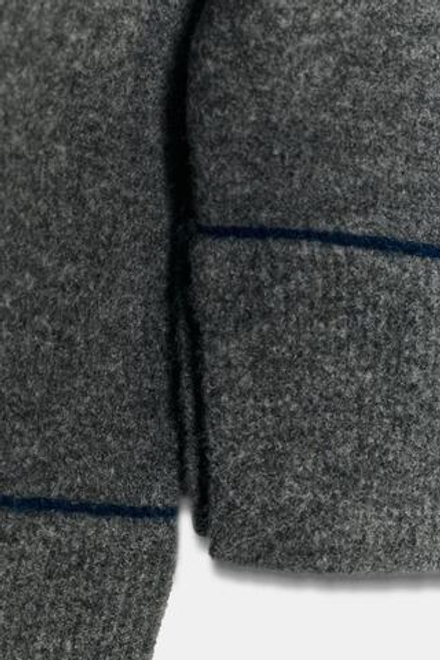 ZARA ТРИКОТАЖНЫЙ ДЖЕМПЕР С КОНТРАСТНОЙ ОТДЕЛКОЙ, МЯГКИЙ СЕРЫЙ