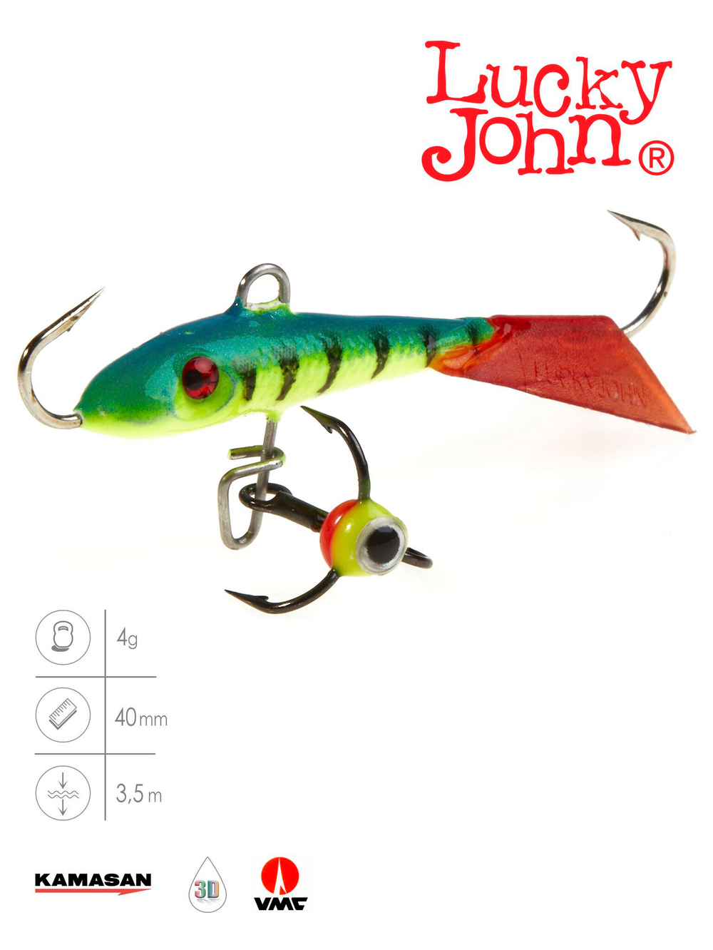 Балансир Lucky John FIN 3 с тр. 40мм/36RT блистер