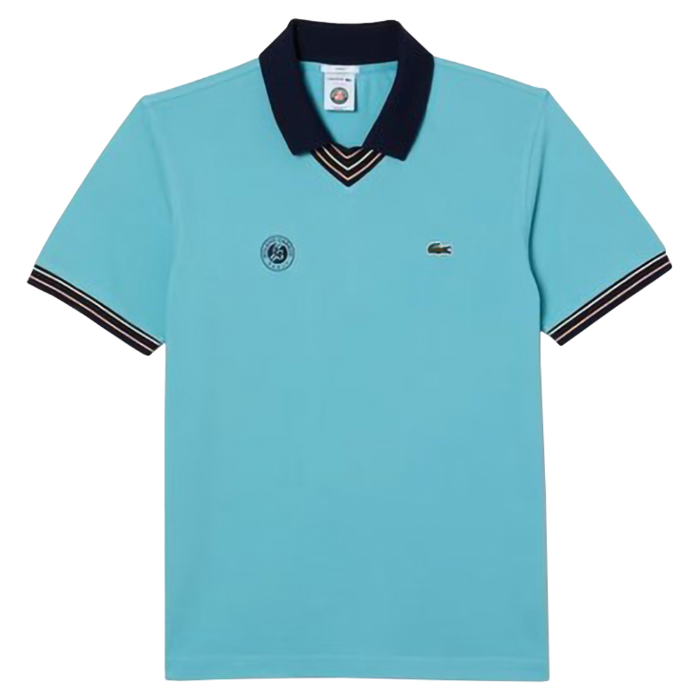Теннисное поло Lacoste Sport Roland Garros Edition V-Neck Polo Shirt - turquoise/navy blue