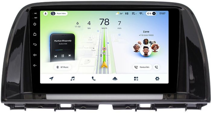 Магнитола для Mazda CX-5 2011-2015 (ШГУ цветной) - Teyes CC4L-DTS монитор 9" IPS, Android 14, Быстрая, Snapdragon 662, CarPlay, 4G SIM-слот