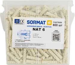 Нейлоновый дюбель SORMAT NAT 6х30 800шт