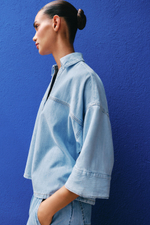 ДЖИНСОВАЯ РУБАШКА Z1975 С ШИРОКИМИ РУКАВАМИ — ZARA