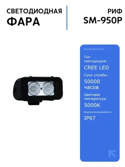 Светодиодная фара РИФ 127 мм 20W LED для дальнего света, влагозащищенная, мощный свет, CREE, 50000 часов работы