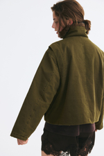 Куртка оверсайз из габардина — Тёмный хаки — H&M 1354649