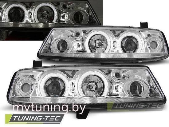 Передние фары Opel Calibra angel eyes chrome