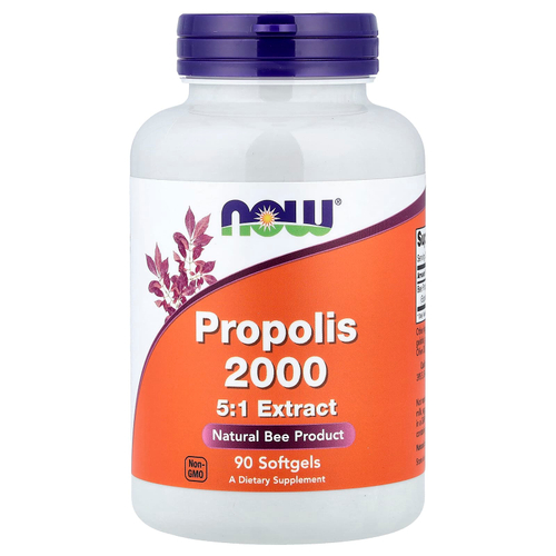 NOW Foods, прополис 2000, экстракт 5:1, 90 капсул (400 мг в 1 капсуле)