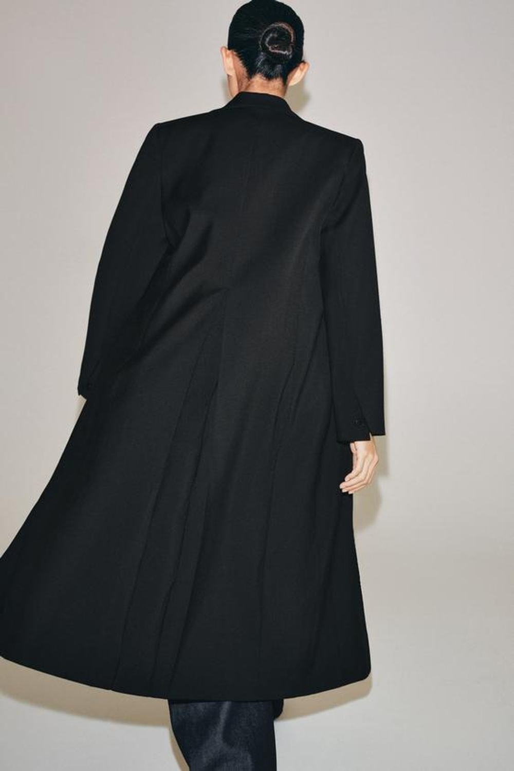 ZARA ДЛИННОЕ ПАЛЬТО ИЗ 100% ШЕРСТИ — ZW COLLECTION, ЧЕРНЫЙ