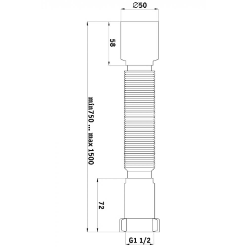 Гофра АНИ K115 1.1/2" *50 универс. 1500мм удлиненный К115