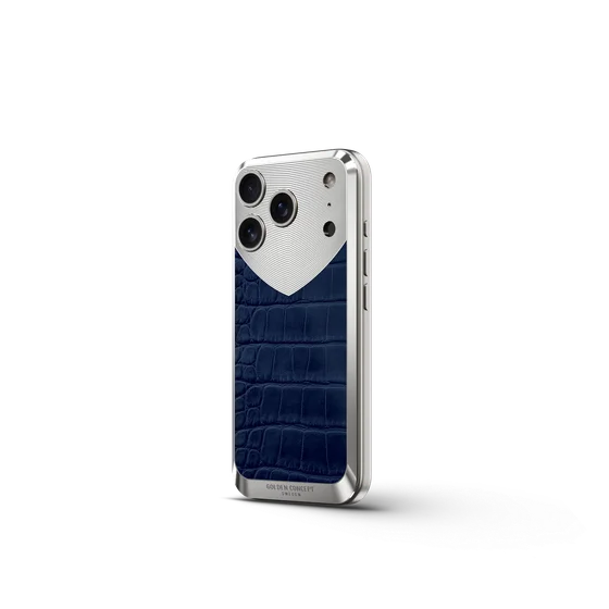 Чехол для iPhone 17 на магните - Натуральная кожа Аллигатора - Синий