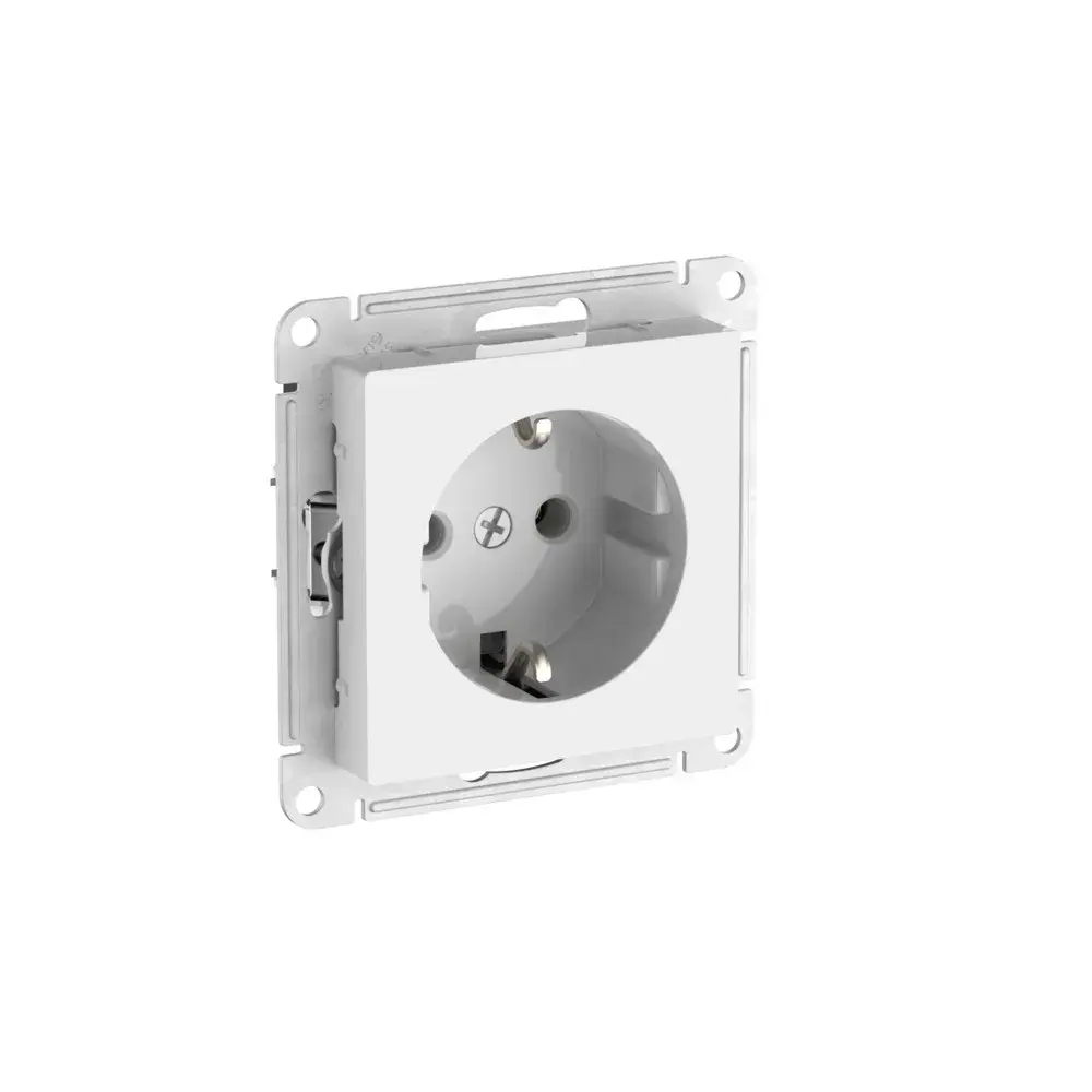 Atlas Design розетка с заземлением без шторок, 16А, мех., быстрозажим. клем., Белый