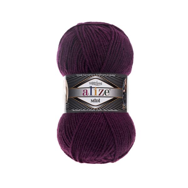 Пряжа Alize (Ализе) Superlana Midi / уп.5 мот. по 100 г, 170м, 111 сливовый A