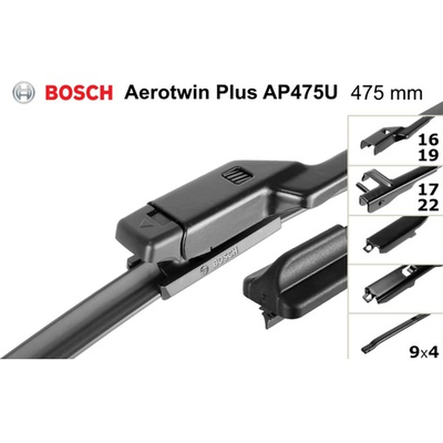 Щетка плоск 4 адаптера \ 475/19' Audi,Ford, Kia,MB,Opel,VW универс. (Aerotwin Plus)