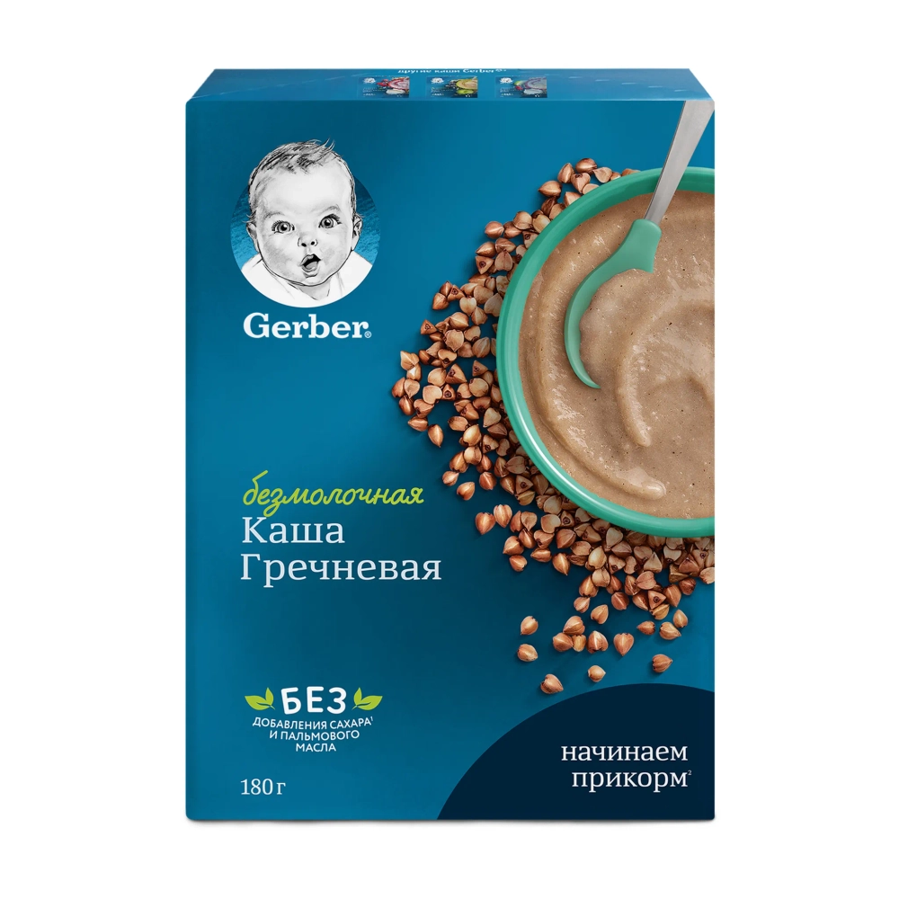 Каша Gerber безмолочная гречневая гипоаллергенная, с 4 мес., 180 г