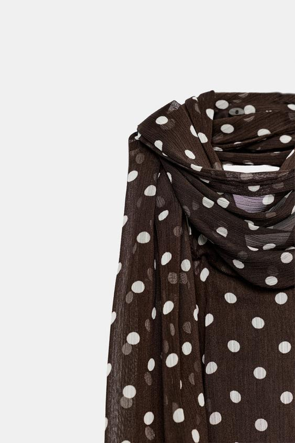 ZARA АСИММЕТРИЧНЫЙ ТОП В ГОРОШЕК, КОРИЧНЕВЫЙ/БЕЛЫЙ