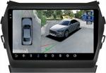 Магнитола для Hyundai Santa Fe 3 2012-2018 (отдельный экран климата, без штатной КЗВ) - FarCar BX9-360-7004A монитор 9.5" 2K QLED на Android 13, Быстрая, CarPlay, 4G SIM-слот, 4 камеры в комплекте