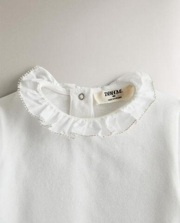 ZARA HOME ДЕТСКИЙ БОДИ, ЖЕЛТОВАТО-БЕЛЫЙ