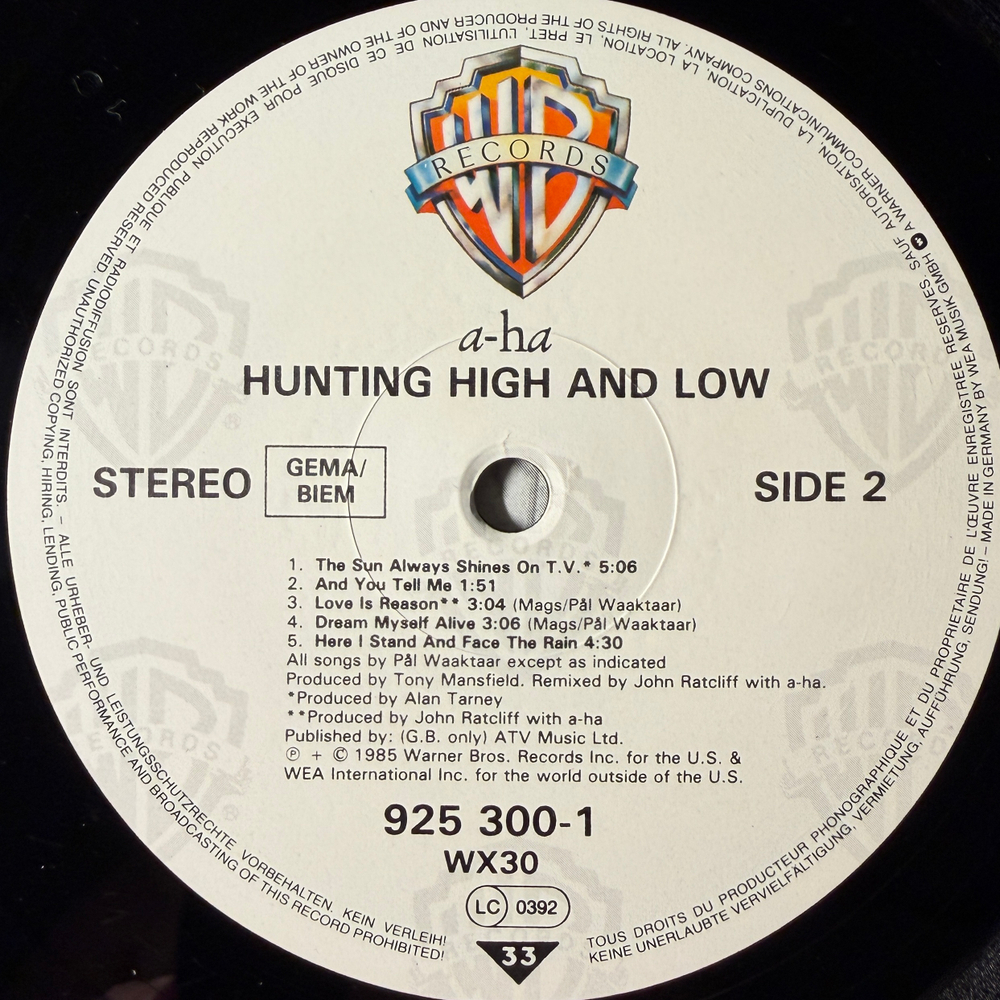 a-ha ‎– Hunting High And Low (Германия 1985г.)