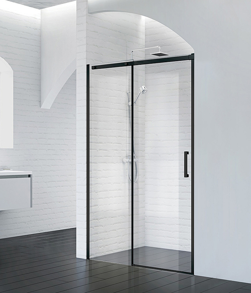 Душевая дверь BelBagno Acqua 130 ACQUA-BF-1-130-C-NERO профиль Черный стекло прозрачное