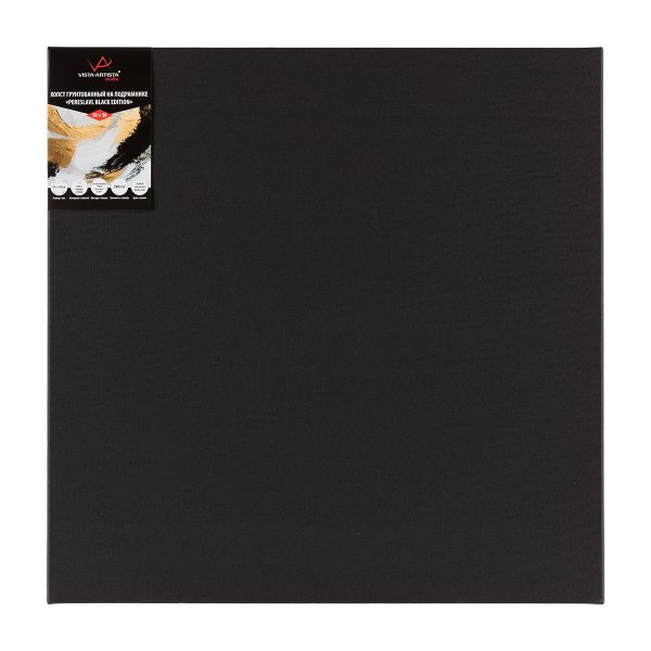 Холст грунтованный на подрамнике 50х50 см, 240 г/м², 2 шт, PERESLAVL BLACK EDITION мелкозернистый, Vista-Artista ACBF-5050