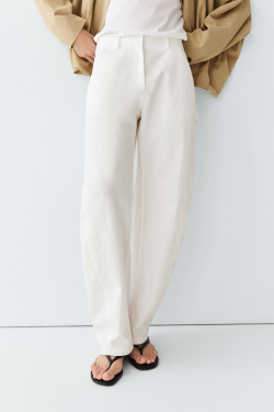 Massimo Dutti Хлопковые брюки карго, белый