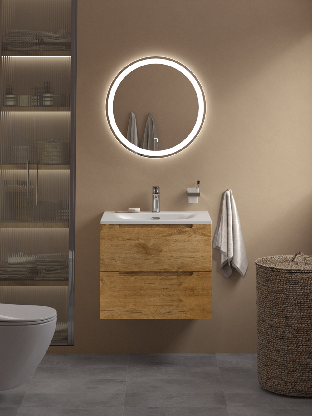 Тумба подвесная с раковиной BelBagno ETNA39-700/390-2C-SO-RN-P+BB-8099-3-70