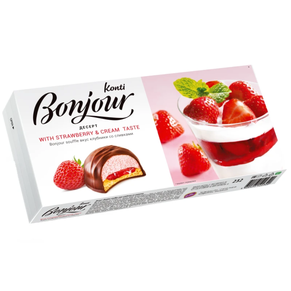 Десерт Bonjour вкус клубники со сливками 232 гр