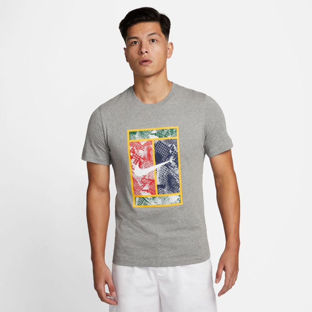 Мужское теннисное поло Nike Court Heritage T-Shirt Men - Grey, Multicoloured