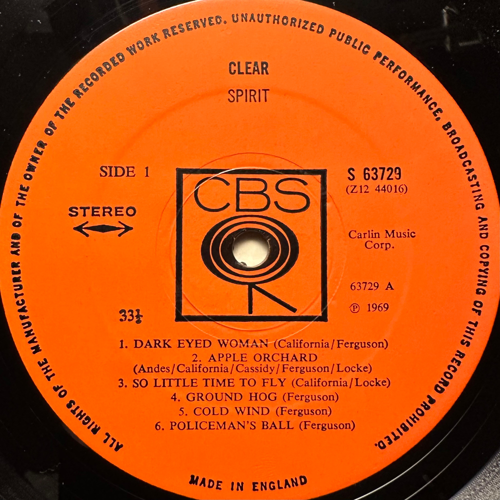 Spirit - Clear (Англия 1969г.)