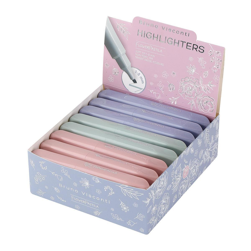 Текстовыделитель 1-5мм. "Flower marker pastila" розовый/мятный/сиреневый, моранди (BrunoVisconti)
