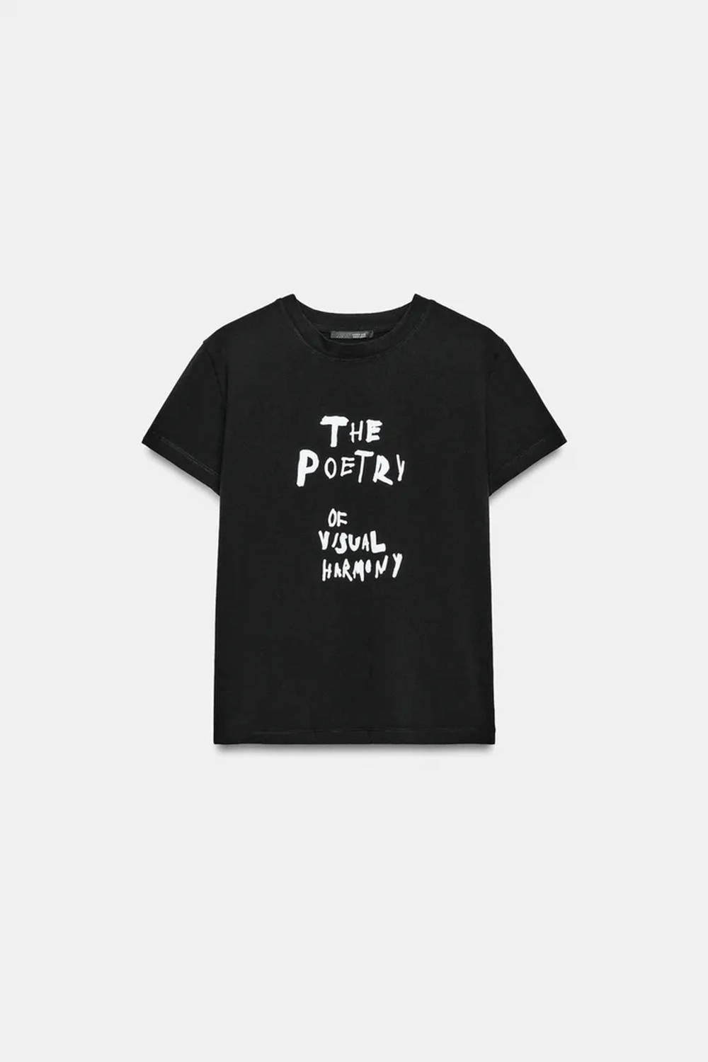 ZARA ФУТБОЛКА С НАДПИСЬЮ, ЧЕРНЫЙ