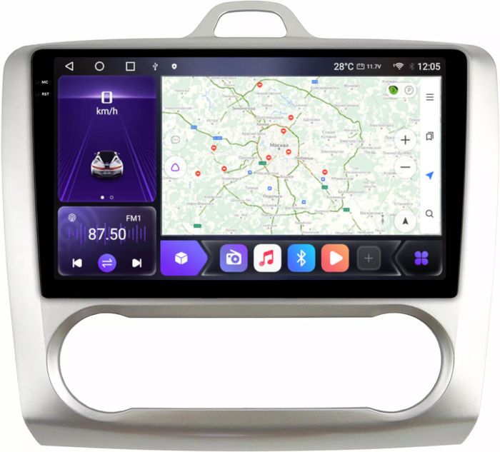 Магнитола для Ford Focus 2 2004-2011 (климат) - Kuberg OL-9201-A QLed+2K, Android 12, Быстрая, CarPlay, 4G SIM-слот