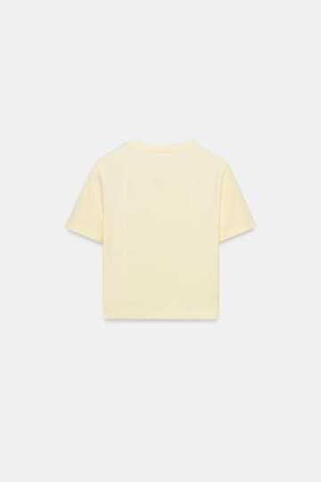 ZARA УКОРОЧЕННАЯ ФУТБОЛКА ИЗ ЭЛАСТИЧНОЙ ТКАНИ, СВЕТЛО-ЖЕЛТЫЙ
