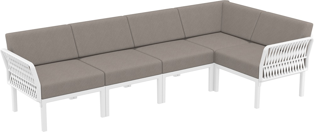 Комплект пластиковой мебели Siesta Contract Portofino Lounge Corner, белый, светло-коричневый