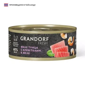 Консервы для кошек Grandorf Fresh Филе тунца с креветками желе